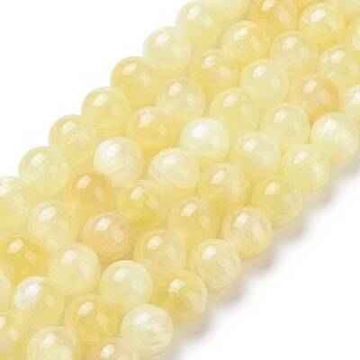 Electroplated Natural Yellow Selenite Beads Strands