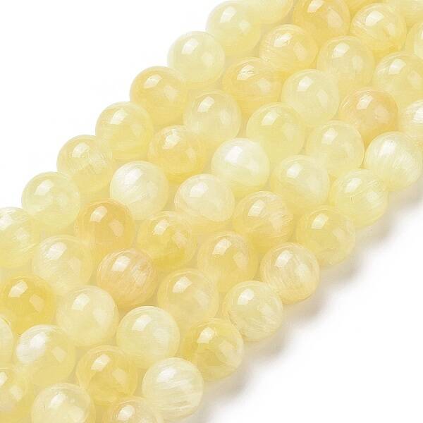 Electroplated Natural Yellow Selenite Beads Strands