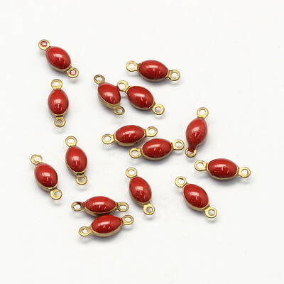 Antique Golden Plated Brass Enamel Oval Links connectors
