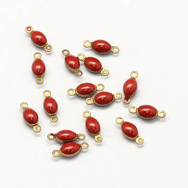 Antique Golden Plated Brass Enamel Oval Links connectors
