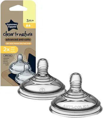 Tommee Tippee Closer To Nature Advanced Anti-colic Teat Medium Flow Bottle Teat 3m+ 2 pieces