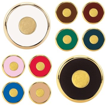 25 Customized Round Brass Coaster - Leather & Cork Backed