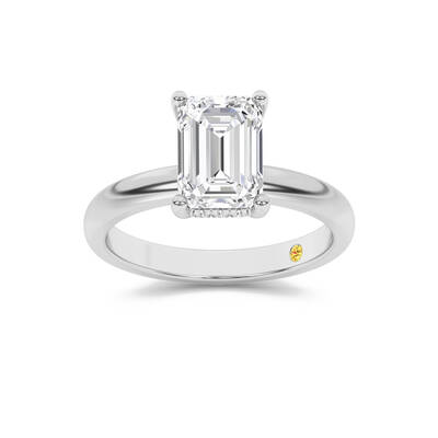 Firefly Hidden Halo Emerald Cut Lab Grown Diamond Engagement Ring | 10K White Gold 4 CT. TW.