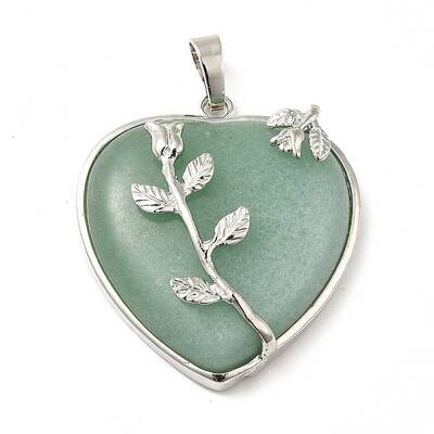 Heart Natural Green Aventurine Pendants