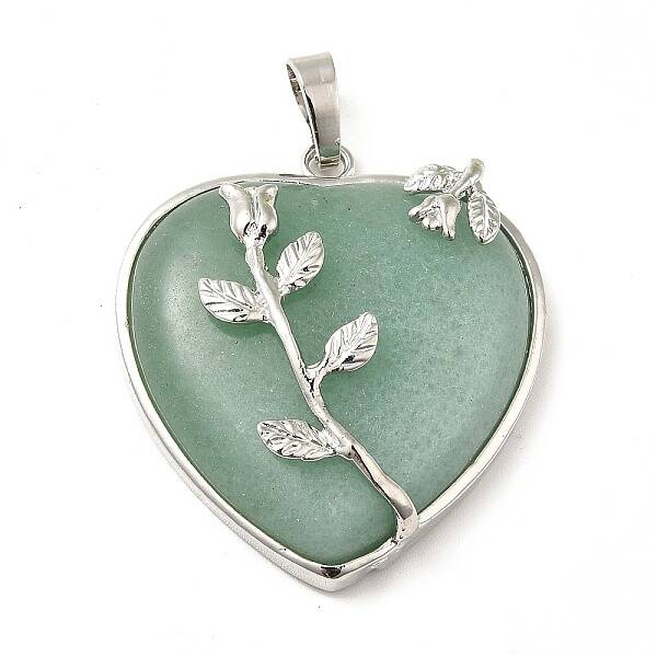 Heart Natural Green Aventurine Pendants