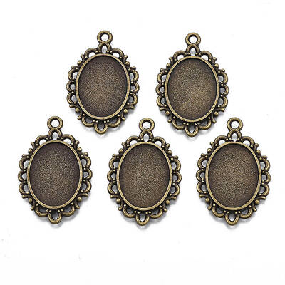 Filigree Wrap Oval Alloy Pendant Cabochon Settings