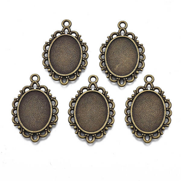 Filigree Wrap Oval Alloy Pendant Cabochon Settings