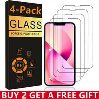 4 Pcs Tempered Glass Screen Protector for iPhone 16 Pro Max Plus 15 14 13 12 11 XR XS MAX 8 7 6, 9H HD Tempered Glass Film, A...