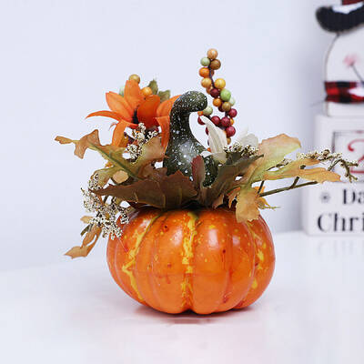 Foam Artificial Pumpkin with Leaf Decorations Ornaments