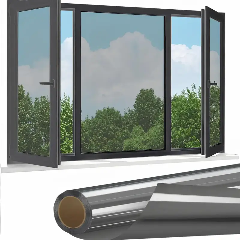 Daytime Privacy Window Film- One Way Mirror, Anti-uv & Heat Control For Home And óffice, Static Cling Easy Install,UV Sun Bl...