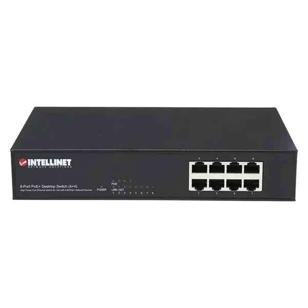 560757 Intellinet 8-Ports Fast Ethernet PoE+ RJ45 2 Layer Supported Desktop Switch