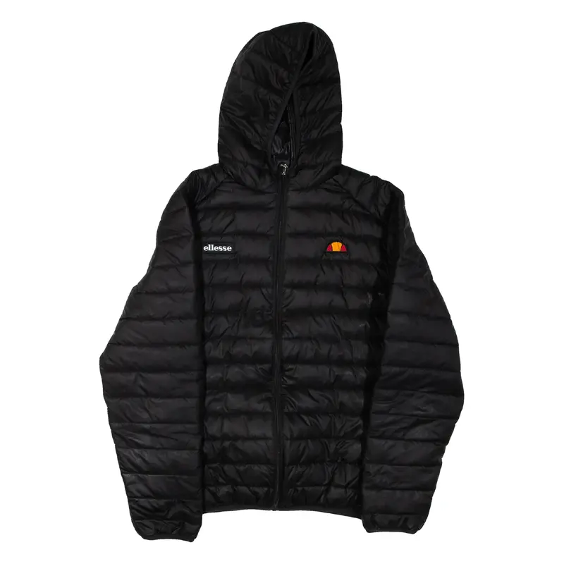ELLESSE Womens Puffer Jacket Black Hooded 2XL