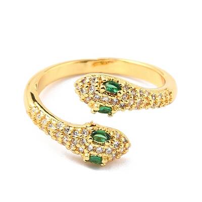 Brass Micro Pave Cubic Zirconia Cuff Rings