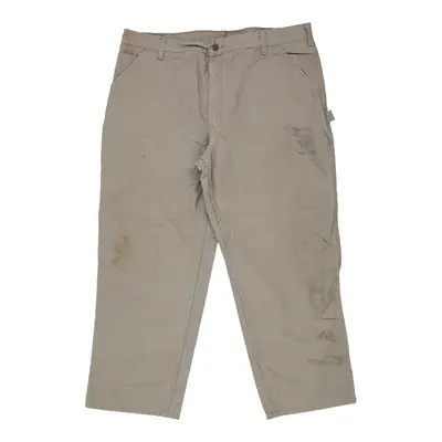 Heavily Worn Carhartt Carpenter Trousers - 41W 30L Beige Cotton