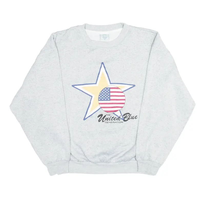 UNITED BLUE USA Star Grey USA Sweatshirt Mens M