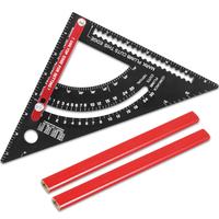 GORWARE Carpenter Triangle Tool 7.6 Inch with Two Pencil Accurate Carpenters Triangle Aluminum Alloy Double Scale Ruler Angle...