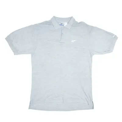 REEBOK Sports Embroidered Grey Short Sleeve Polo Shirt Mens M