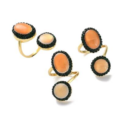 Oval Natural Yellow Shell Finger Rings