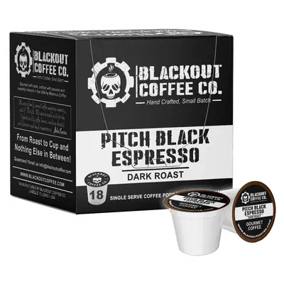Pitch Black Espresso Coffee Pods 18CT - Compatible with most Keurig® and K-Cup® - Single Serve Coffee Pods