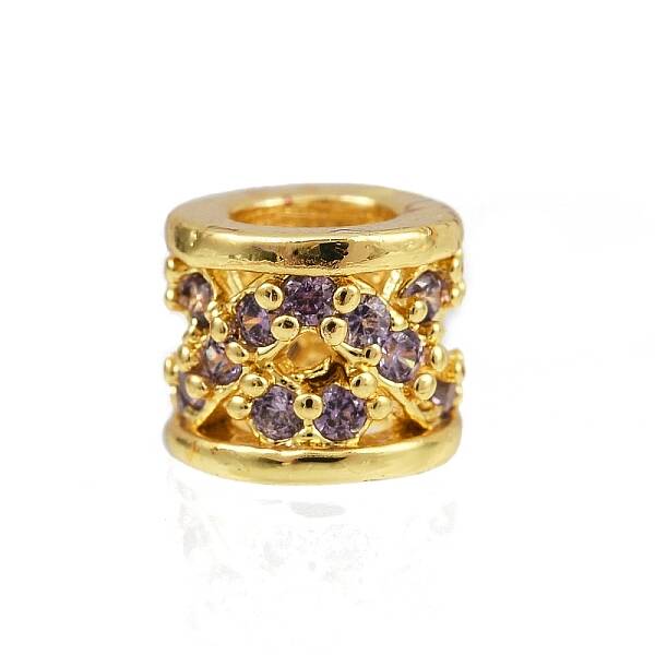 Column Rack Plating Brass Cubic Zirconia European Beads