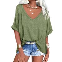 BZB Women's Oversized T Shirts V Neck Short Sleeve Summer Casual Loose Tops Tees S-2XL