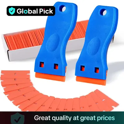 Plastic Razor Blade Scraper, Scraper Tool with Plastic Blades, Cleaning Scraper Remover for Stickers, Decals, Adhesive, Label...