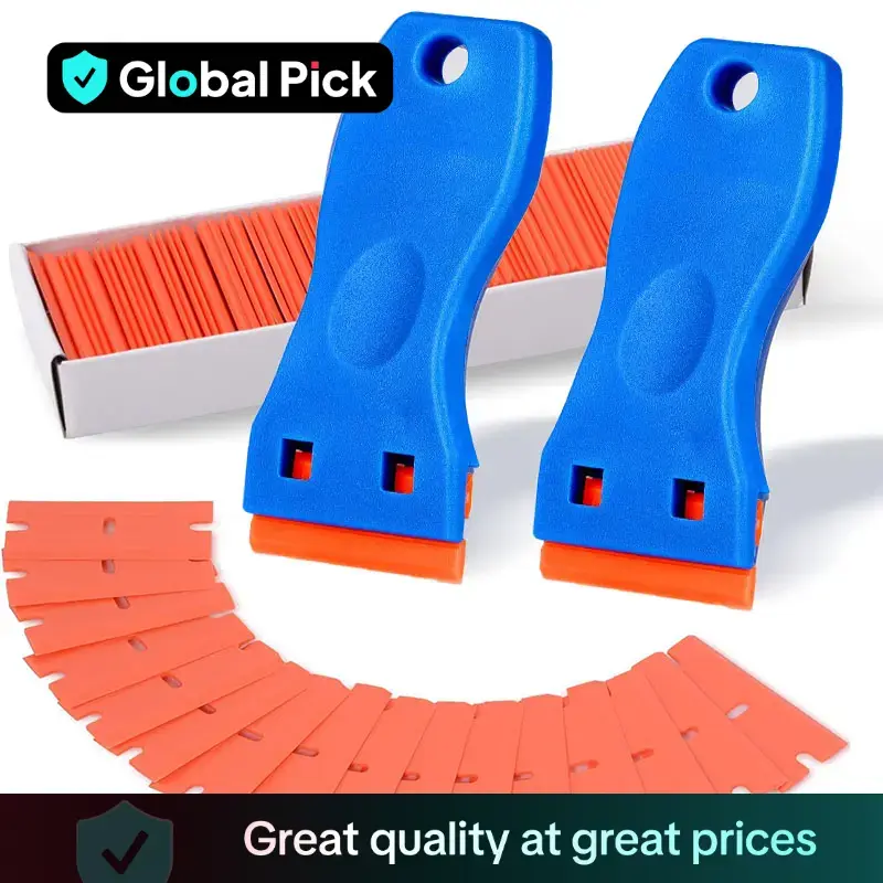 Plastic Razor Blade Scraper, Scraper Tool with Plastic Blades, Cleaning Scraper Remover for Stickers, Decals, Adhesive, Label...