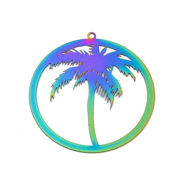 201 Stainless Steel Etched Metal Embellishments Pendants