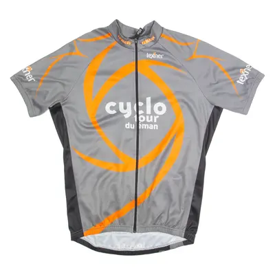 TEXNER Cycling Zip Up Mens Jersey Grey High Neck M