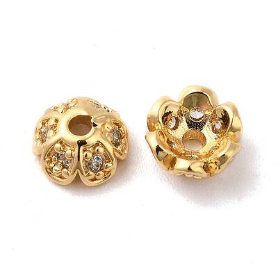 Brass Micro Pave Cubic Zirconia Bead Cap