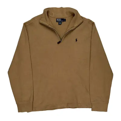 Polo By Ralph Lauren 1/4 Zip - Large Beige Cotton