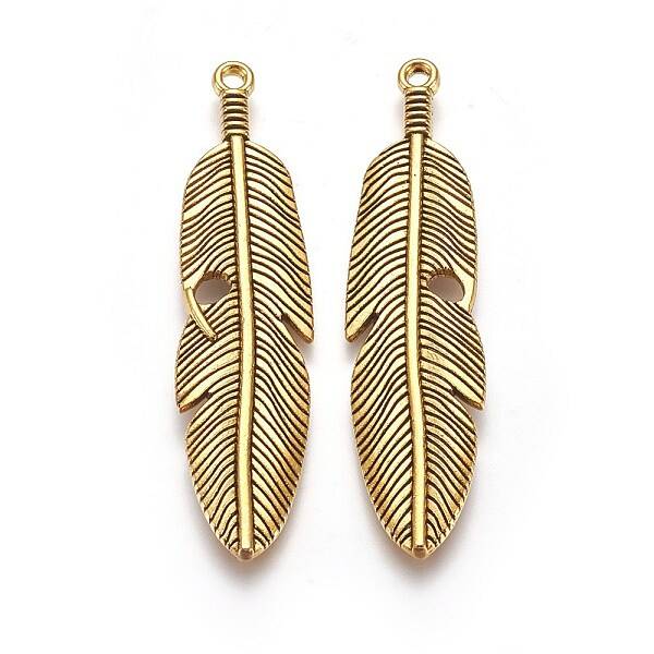 Tibetan Style Alloy Feather Big Pendants