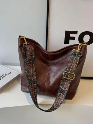 Women's Elegant Vintage Ethnic Pattern Strap Crossbody Purse Bag As Gifts, Trendy Large Capacity Shoulder Bag, Chic All-match...