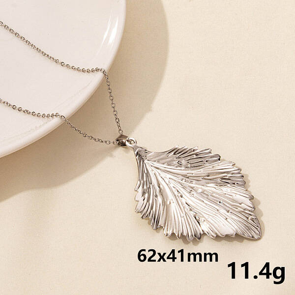 Stainless Steel Leaf Pendant Necklaces