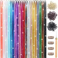 Hair Tinsel Kit 20 Colors 4800 Strands Fairy Hair Tinsel Heat Resistant 48 Inches Glitter Tinsel Hair Extensions Highlights S...