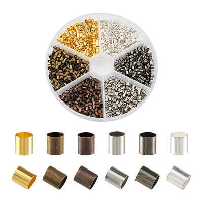 1368Pcs 6 Colors Brass Crimp Beads