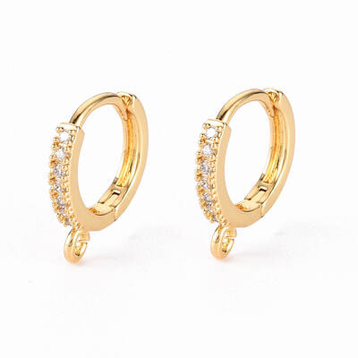 Brass Micro Pave Clear Cubic Zirconia Hoop Earring Findings