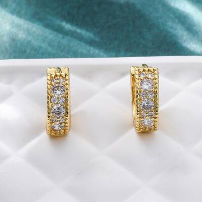 Brass Micro Pave Cubic Zirconia Earrings