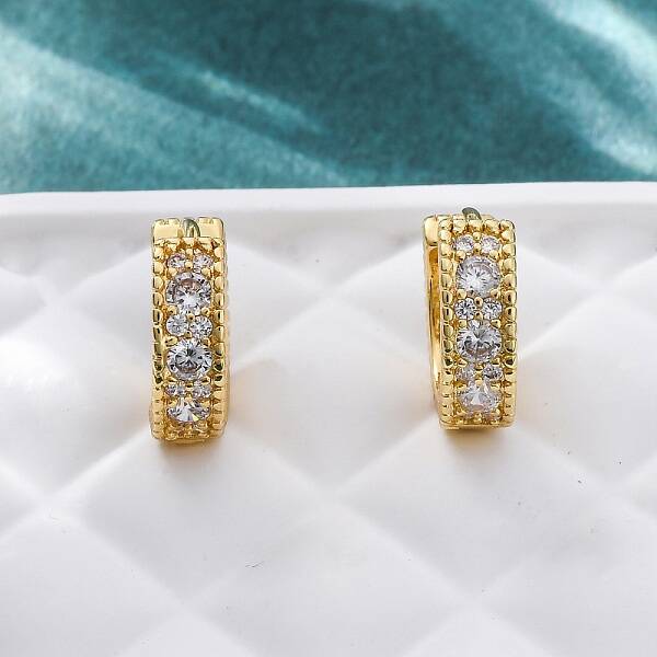 Brass Micro Pave Cubic Zirconia Earrings