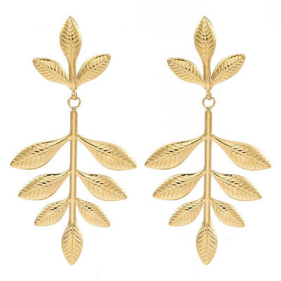 304 Stainless Steel Leaf Theme Stud Earrings For Women