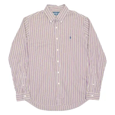 RALPH LAUREN Custom Fit Mens Shirt Maroon Striped Long Sleeve L