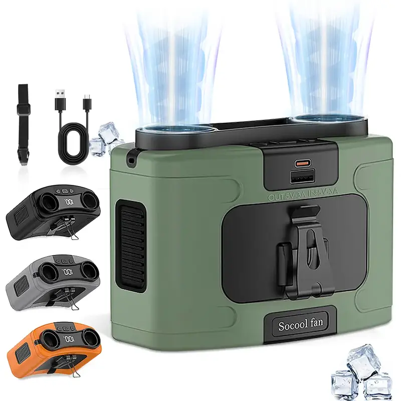 Socool Rechargeable waist fans , portable clip neck fan, portable handheld turbo fan 20000mAh large battery, for outdoor work...