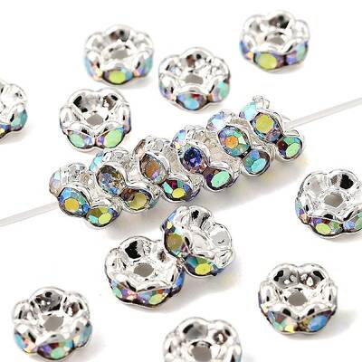 Brass Rhinestone Spacer Beads