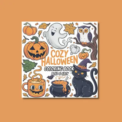 Cozy Halloween Coloring Book: Bold & Easy Designs for Kids and Adults | Featuring 40 Simple Designs to Color and Relax