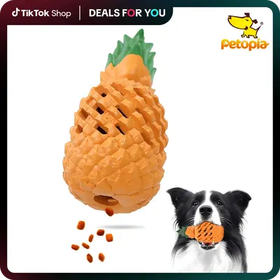 [Dealsforyoudays]Petopia Pineapple Dog Chew Toys for Aggressive Chewers - Tough Natural Rubber Fruit Shaped Toy for Small&Med...