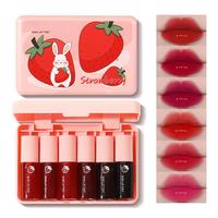 6 Colors Lip Tint Stain Mini Liquid Lipstick, Lip Gloss Moisturizing Natural, Multi-Use Lip and Cheek Tint, Non-Stick Cup, Li...
