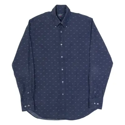 PAUL & SHARK Fish Mens Shirt Blue Long Sleeve L