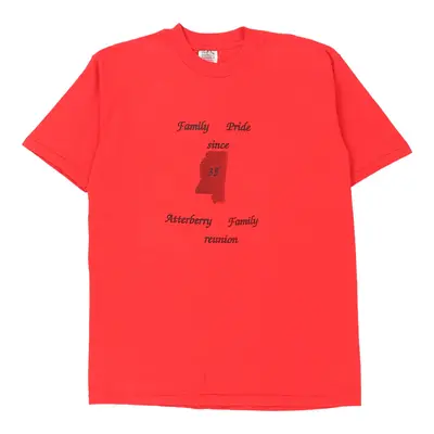 Single Stitch Atterberry Family Reunion. Oneita Graphic T-Shirt - XL Red Cotton