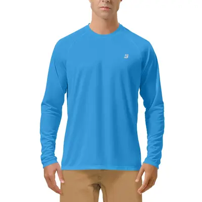 Roadbox Mens UPF 50+ UV Sun Protection Shirts Outdoor Long Sleeve SPF Rash Guard for Fishing Hiking Swimming Running