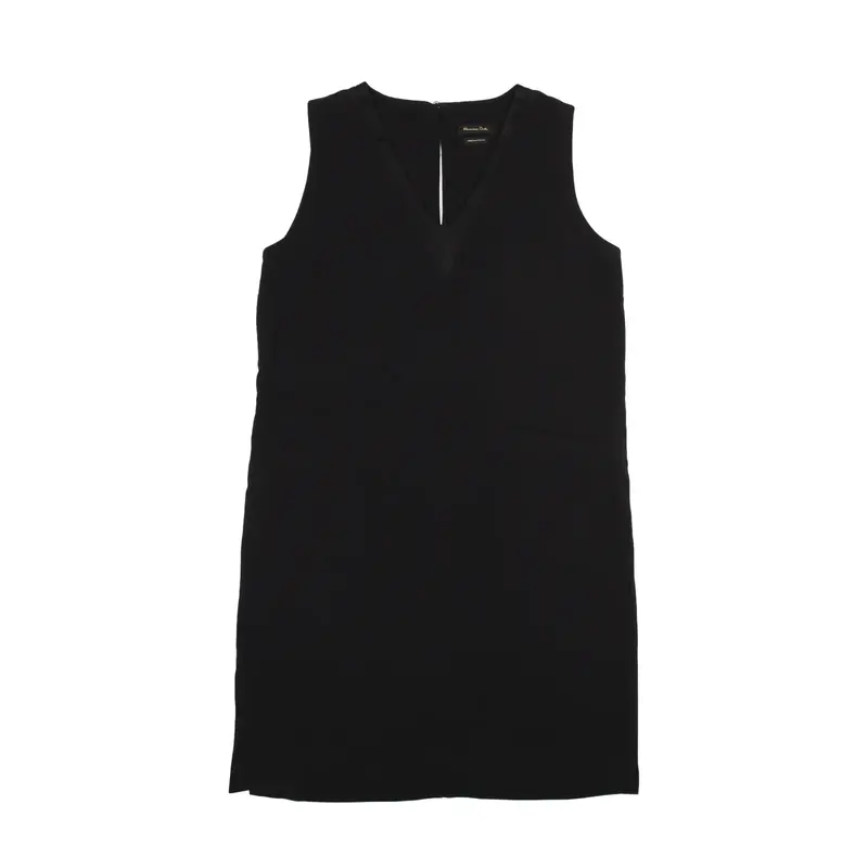 MASSIMO DUTTI Shift Dress Black Sleeveless Knee Length Womens UK 8